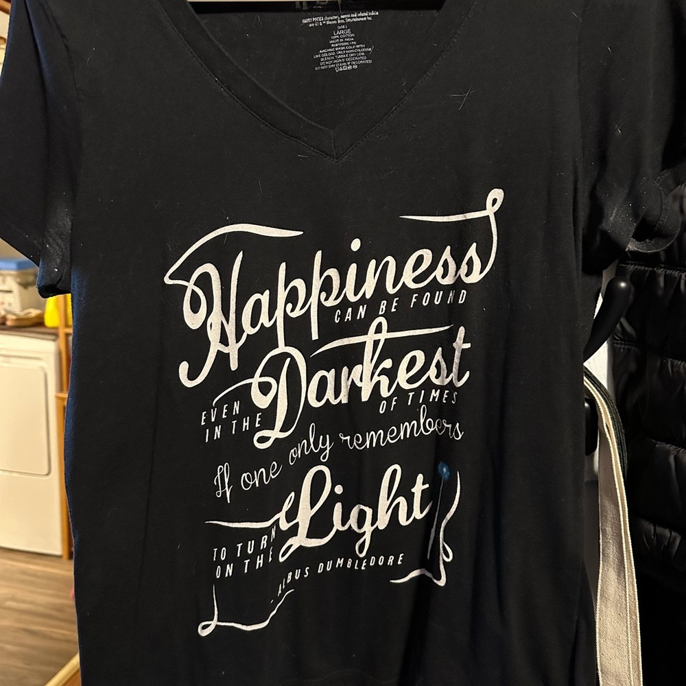 Black V-Neck Tee with Inspirational Quote
